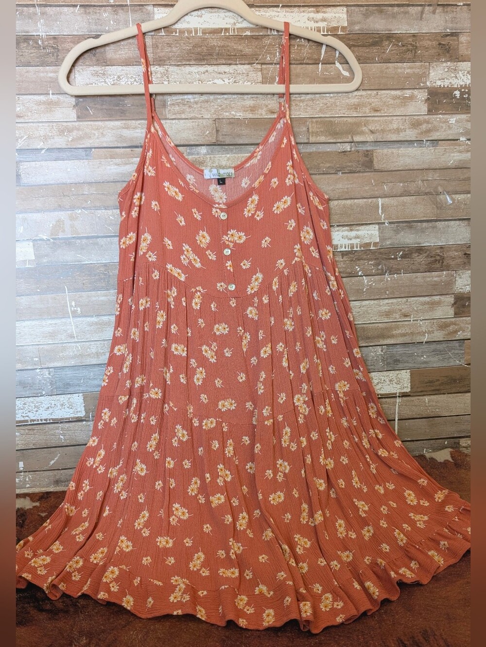 Wild Moss Strappy Sundress Or Tunic Floral Orange